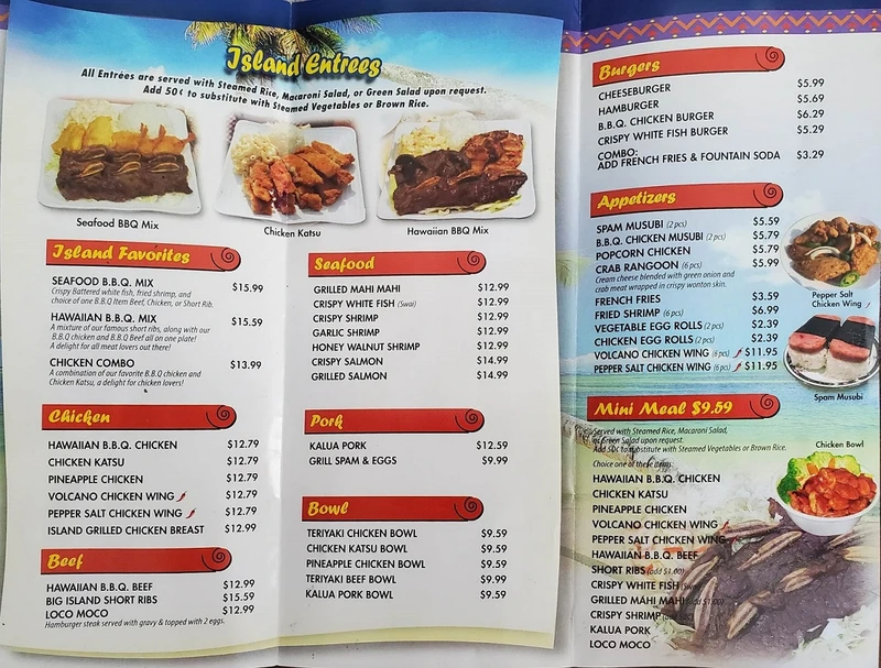 Aloha Hawaiian BBQ Menu Page 1